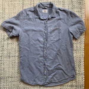 Marine Layer Blue Cotton Short Sleeve Button Down Medium